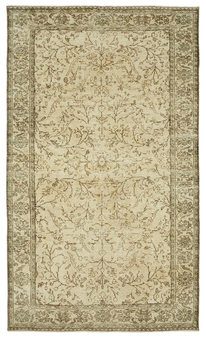 6x10 Beige Turkish Vintage Area Rug - 46087