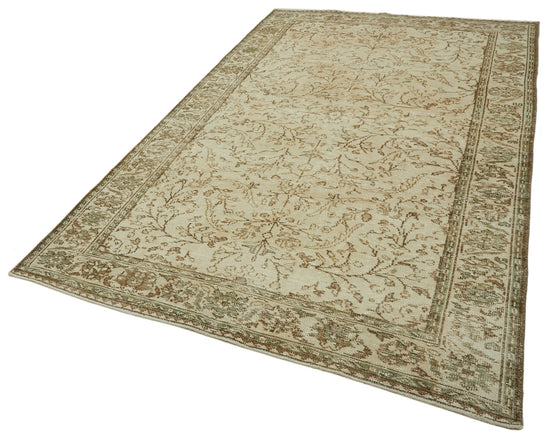 6x10 Beige Turkish Vintage Area Rug - 46087