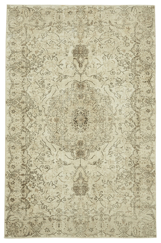 6x10 Beige Turkish Vintage Area Rug - 46088