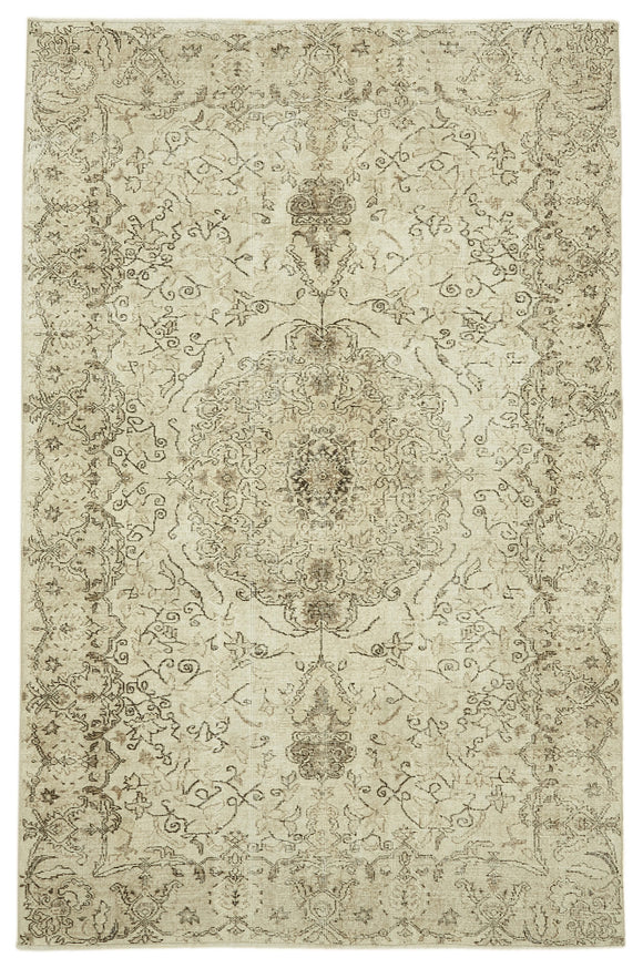 6x10 Beige Turkish Vintage Area Rug - 46088