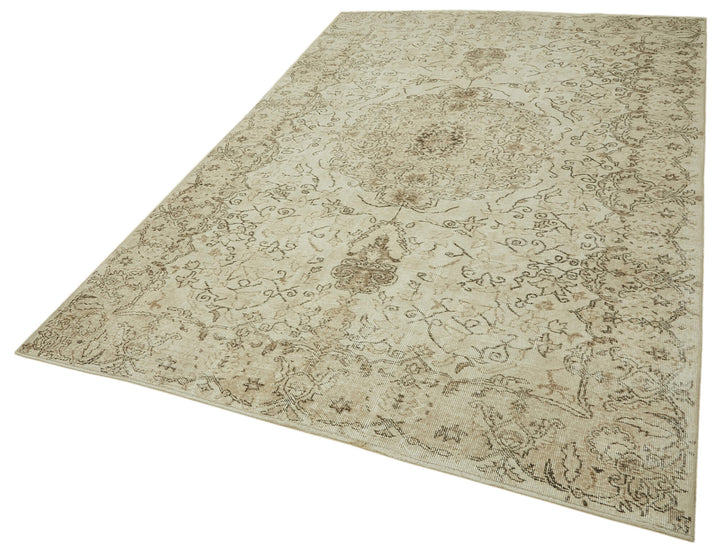 6x10 Beige Turkish Vintage Area Rug - 46088