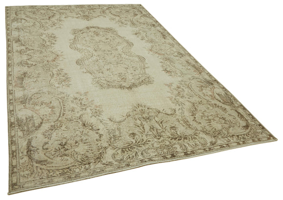 7x10 Beige Turkish Vintage Area Rug - 46089