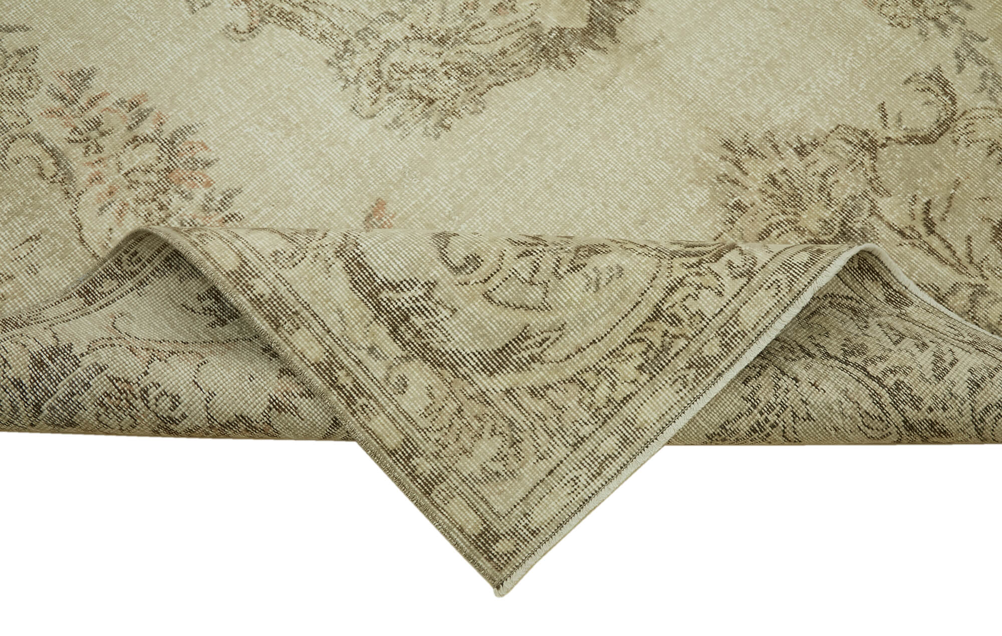 7x10 Beige Turkish Vintage Area Rug - 46089