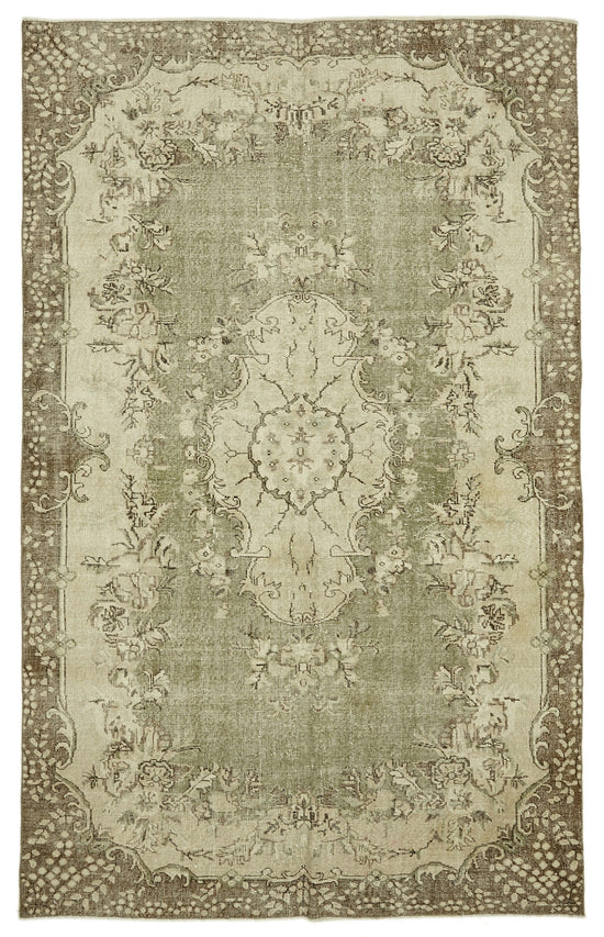6x10 Beige Turkish Vintage Area Rug - 46090