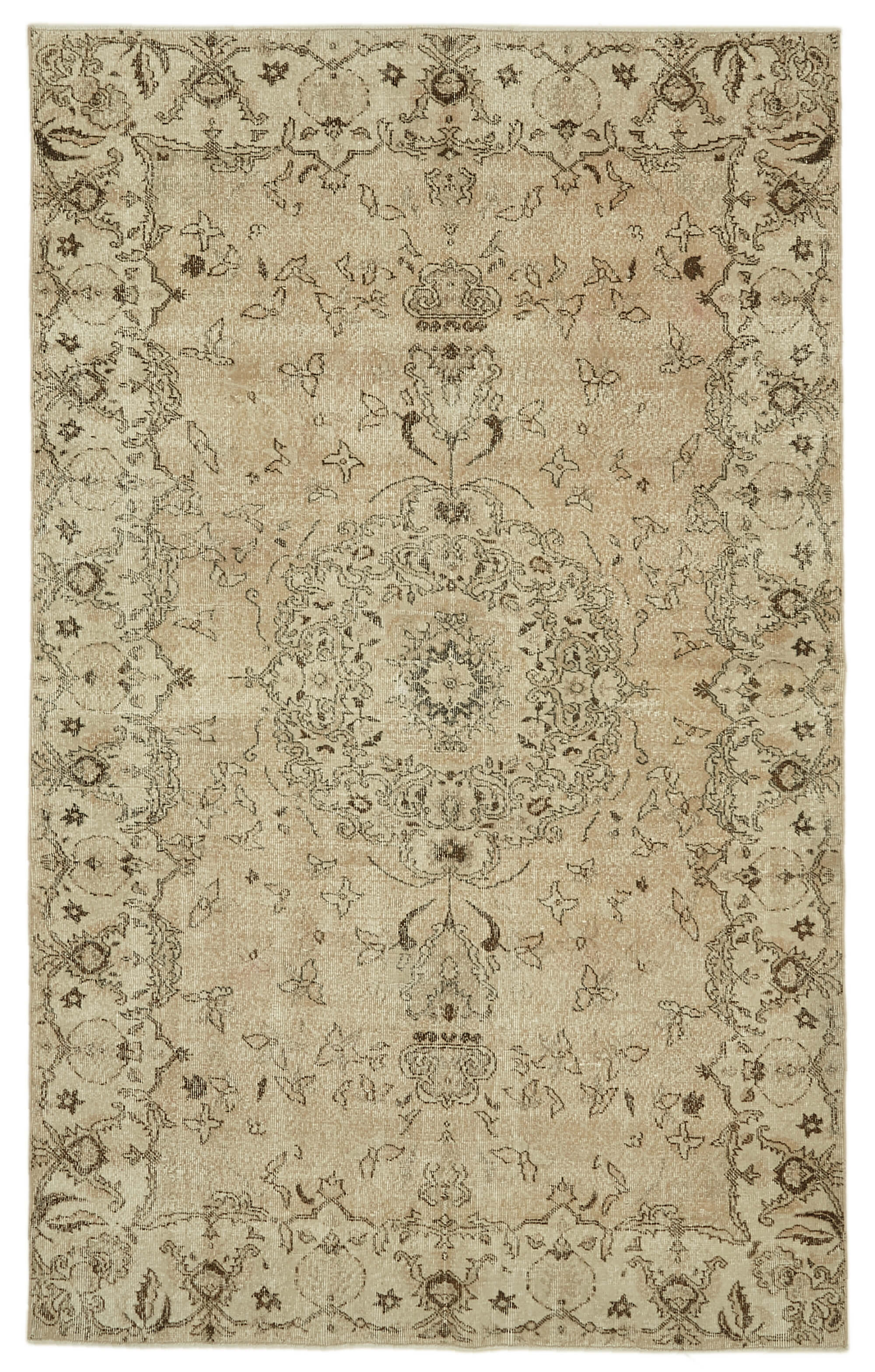 6x10 Beige Turkish Vintage Area Rug - 46091