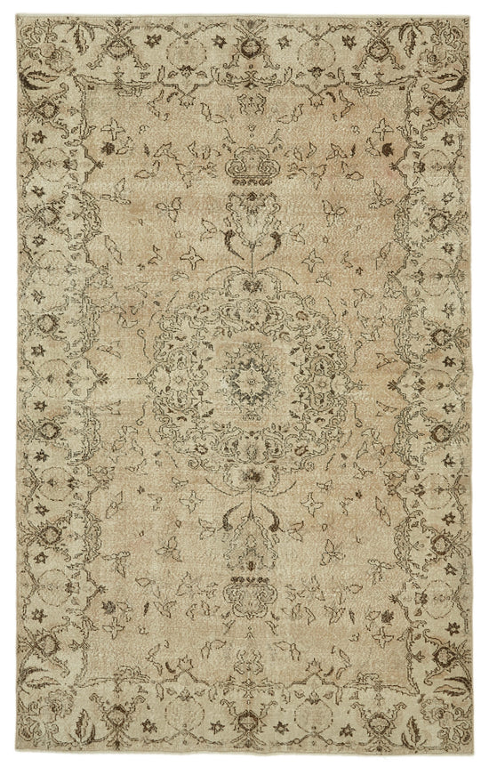 6x10 Beige Turkish Vintage Area Rug - 46091
