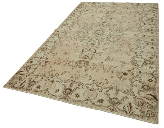 6x10 Beige Turkish Vintage Area Rug - 46091