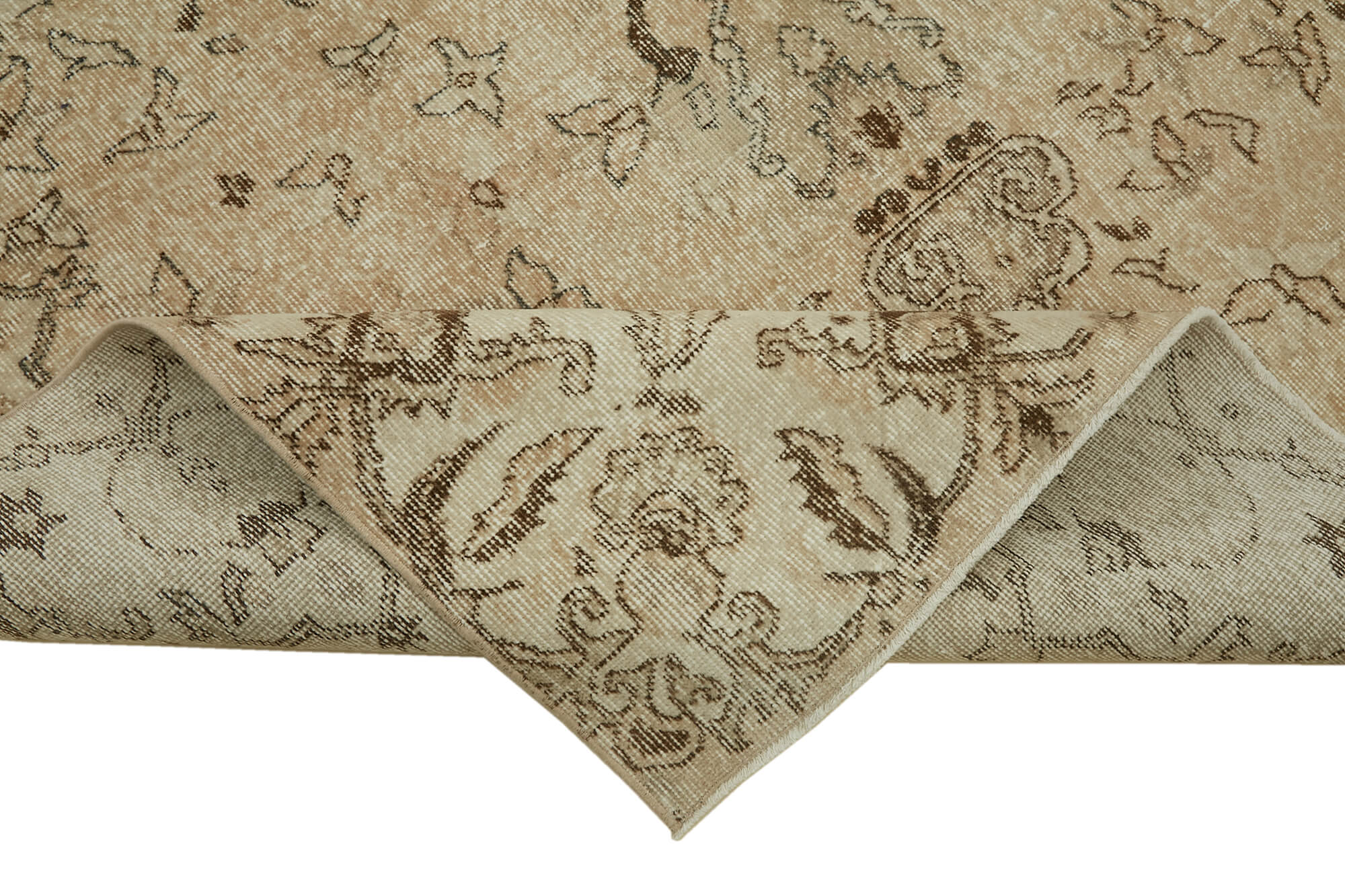 6x10 Beige Turkish Vintage Area Rug - 46091