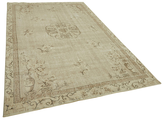 6x10 Beige Turkish Vintage Area Rug - 46092