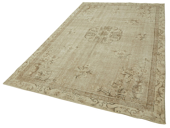 6x10 Beige Turkish Vintage Area Rug - 46092