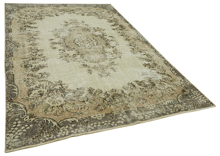 7x10 Beige Turkish Vintage Area Rug - 46093