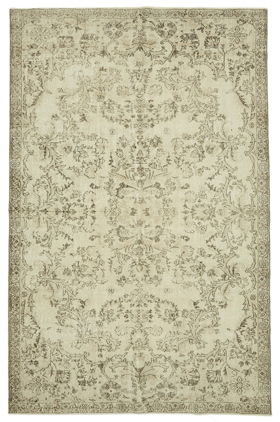 6x10 Beige Turkish Vintage Area Rug - 46094