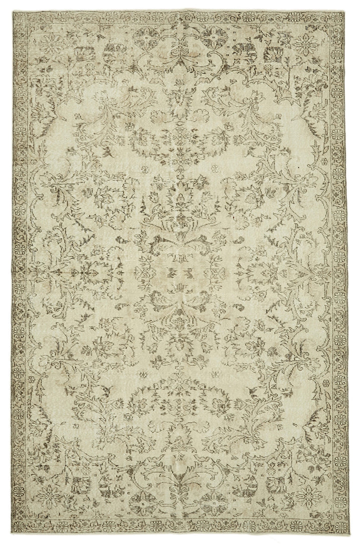 6x10 Beige Turkish Vintage Area Rug - 46094