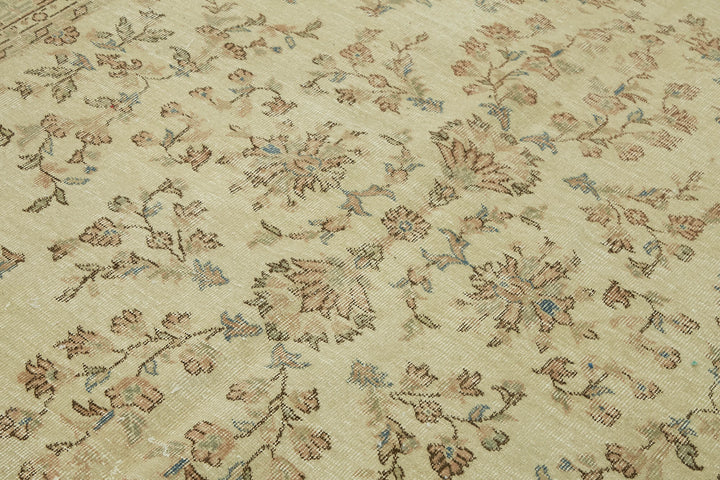 7x10 Beige Turkish Vintage Area Rug - 46098