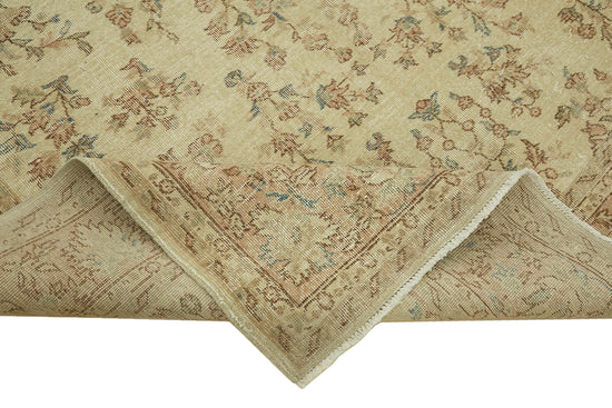 7x10 Beige Turkish Vintage Area Rug - 46098
