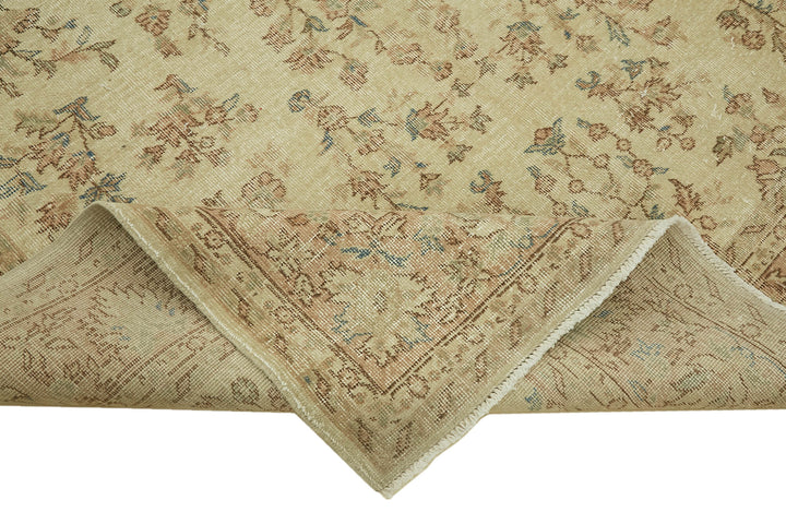 7x10 Beige Turkish Vintage Area Rug - 46098
