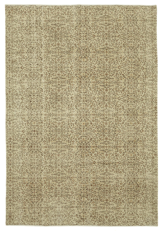 7x10 Beige Turkish Vintage Area Rug - 46100