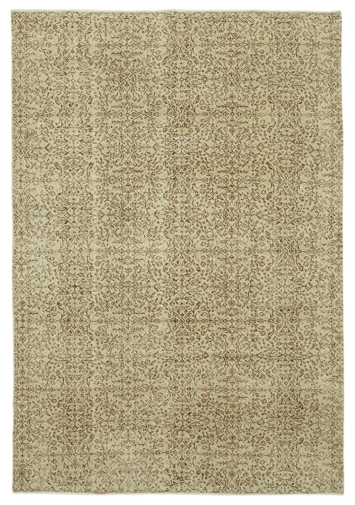 7x10 Beige Turkish Vintage Area Rug - 46100