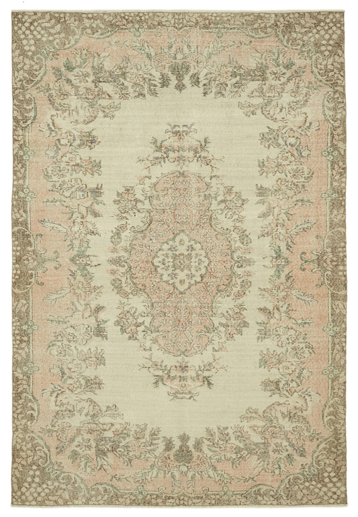6x9 Beige Turkish Vintage Area Rug - 46102