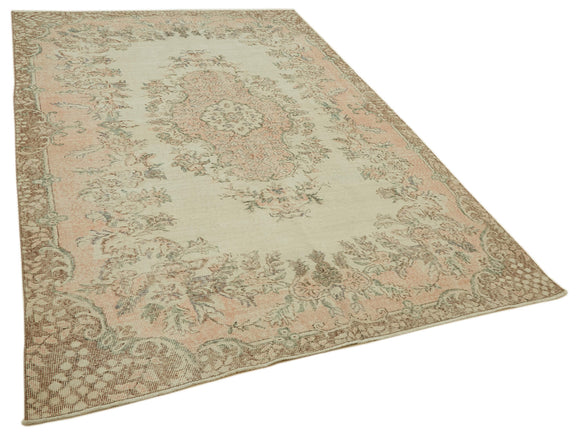 6x9 Beige Turkish Vintage Area Rug - 46102
