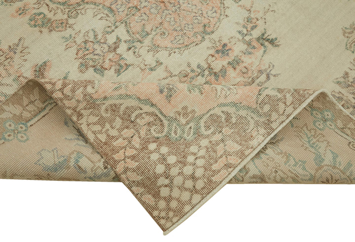 6x9 Beige Turkish Vintage Area Rug - 46102