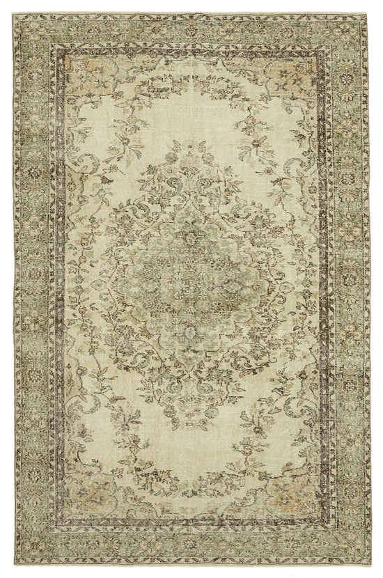 6x10 Beige Turkish Vintage Area Rug - 46103