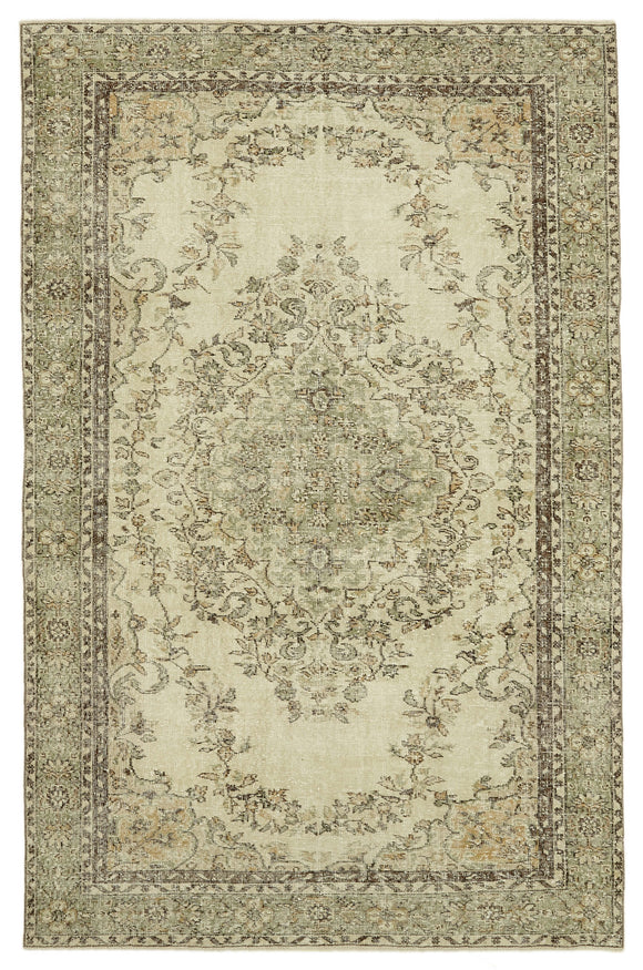 6x10 Beige Turkish Vintage Area Rug - 46103