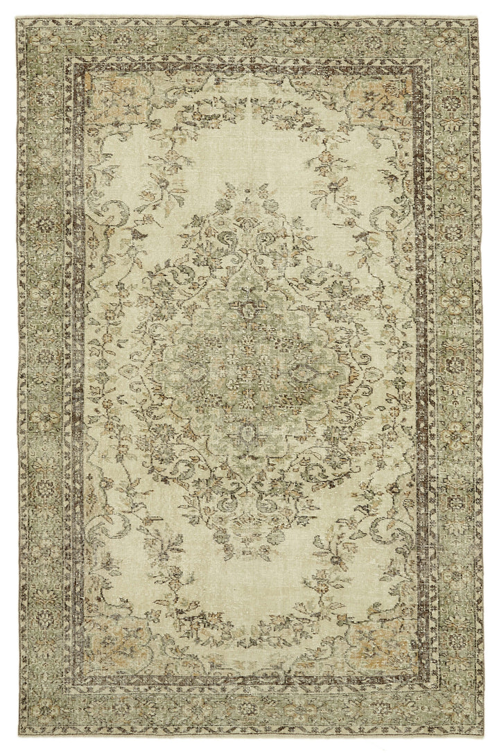 6x10 Beige Turkish Vintage Area Rug - 46103