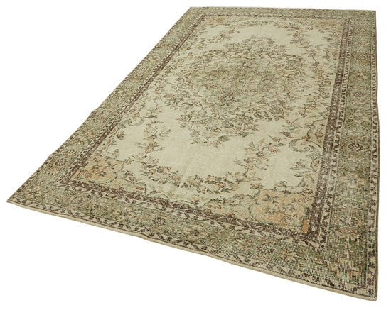 6x10 Beige Turkish Vintage Area Rug - 46103