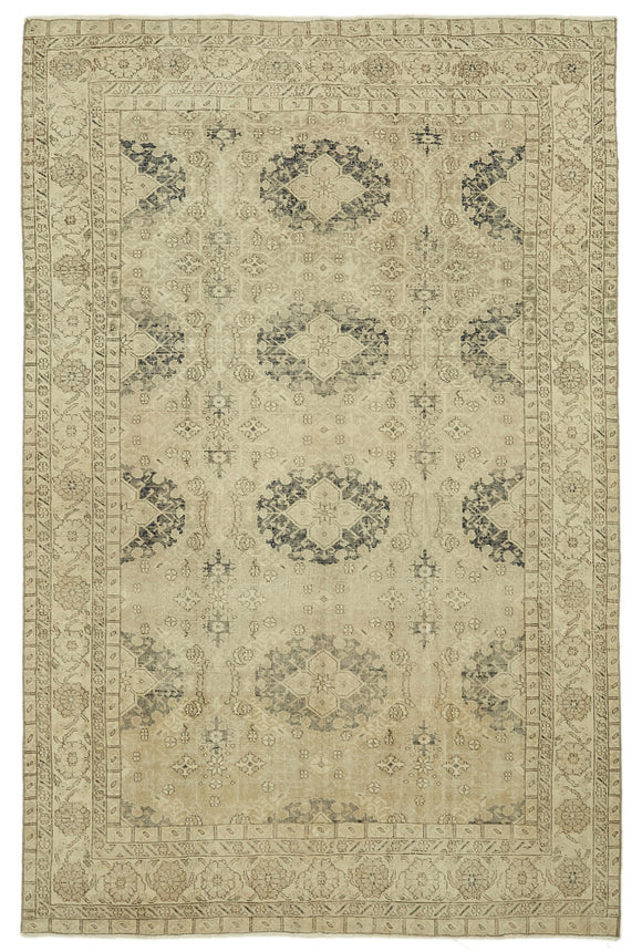 6x9 Beige Turkish Vintage Area Rug - 46104