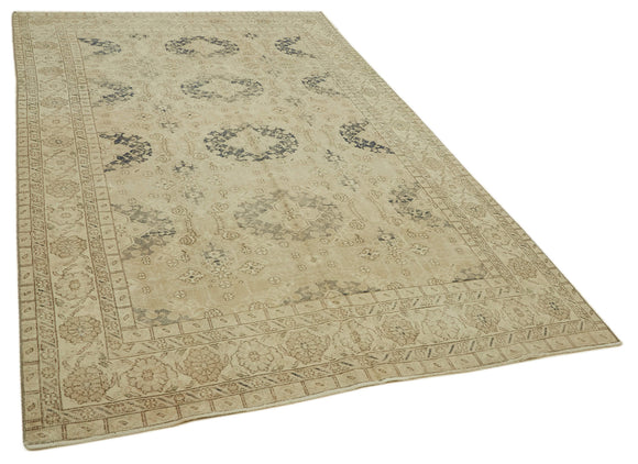 6x9 Beige Turkish Vintage Area Rug - 46104