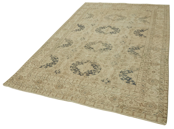 6x9 Beige Turkish Vintage Area Rug - 46104