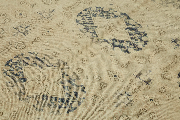 6x9 Beige Turkish Vintage Area Rug - 46104