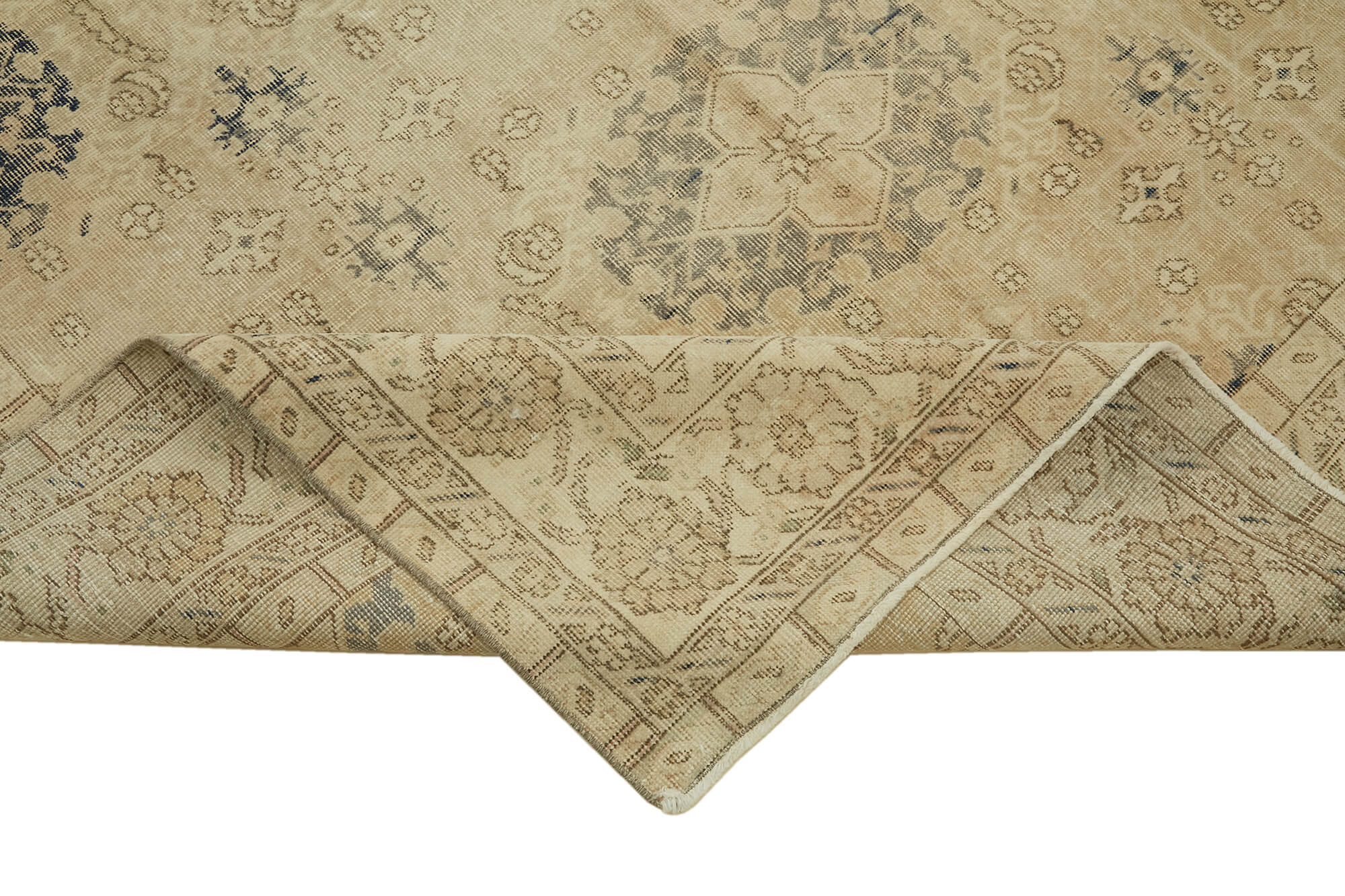 6x9 Beige Turkish Vintage Area Rug - 46104