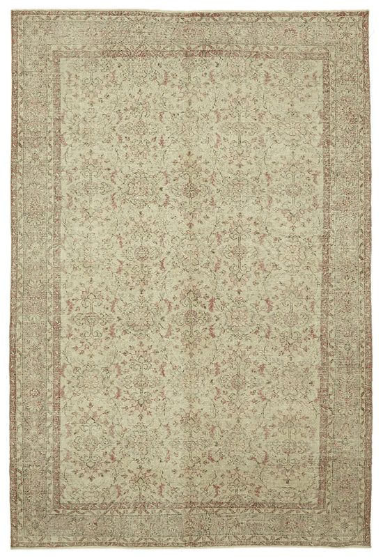 7x10 Beige Turkish Vintage Area Rug - 46105