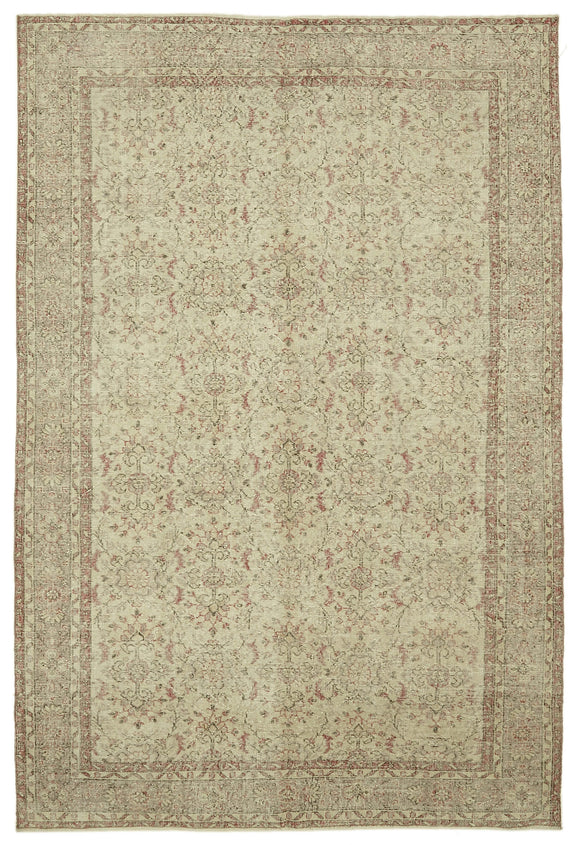 7x10 Beige Turkish Vintage Area Rug - 46105