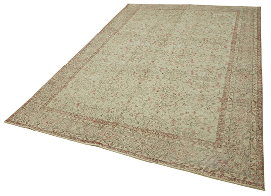 7x10 Beige Turkish Vintage Area Rug - 46105