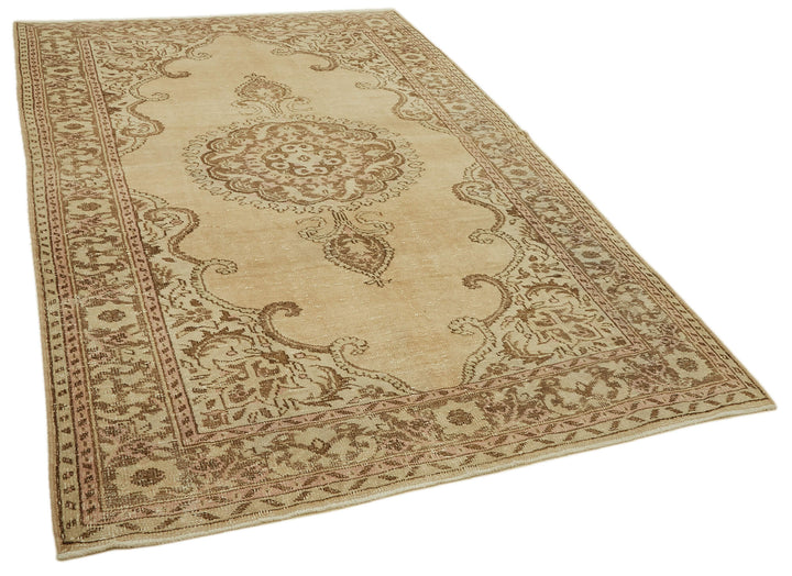 6x10 Beige Turkish Vintage Area Rug - 46107