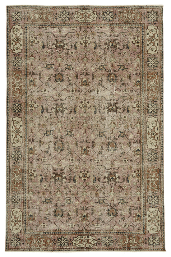 7x10 Beige Turkish Vintage Area Rug - 46109