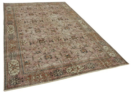 7x10 Beige Turkish Vintage Area Rug - 46109