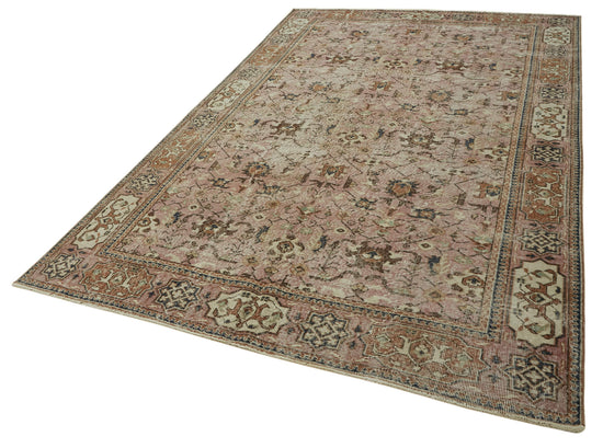 7x10 Beige Turkish Vintage Area Rug - 46109