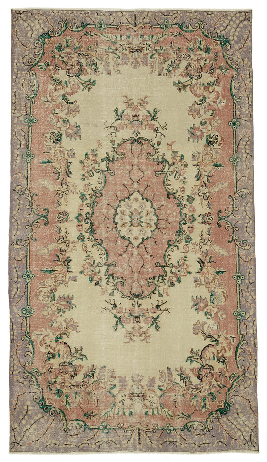 6x11 Beige Turkish Vintage Area Rug - 46111