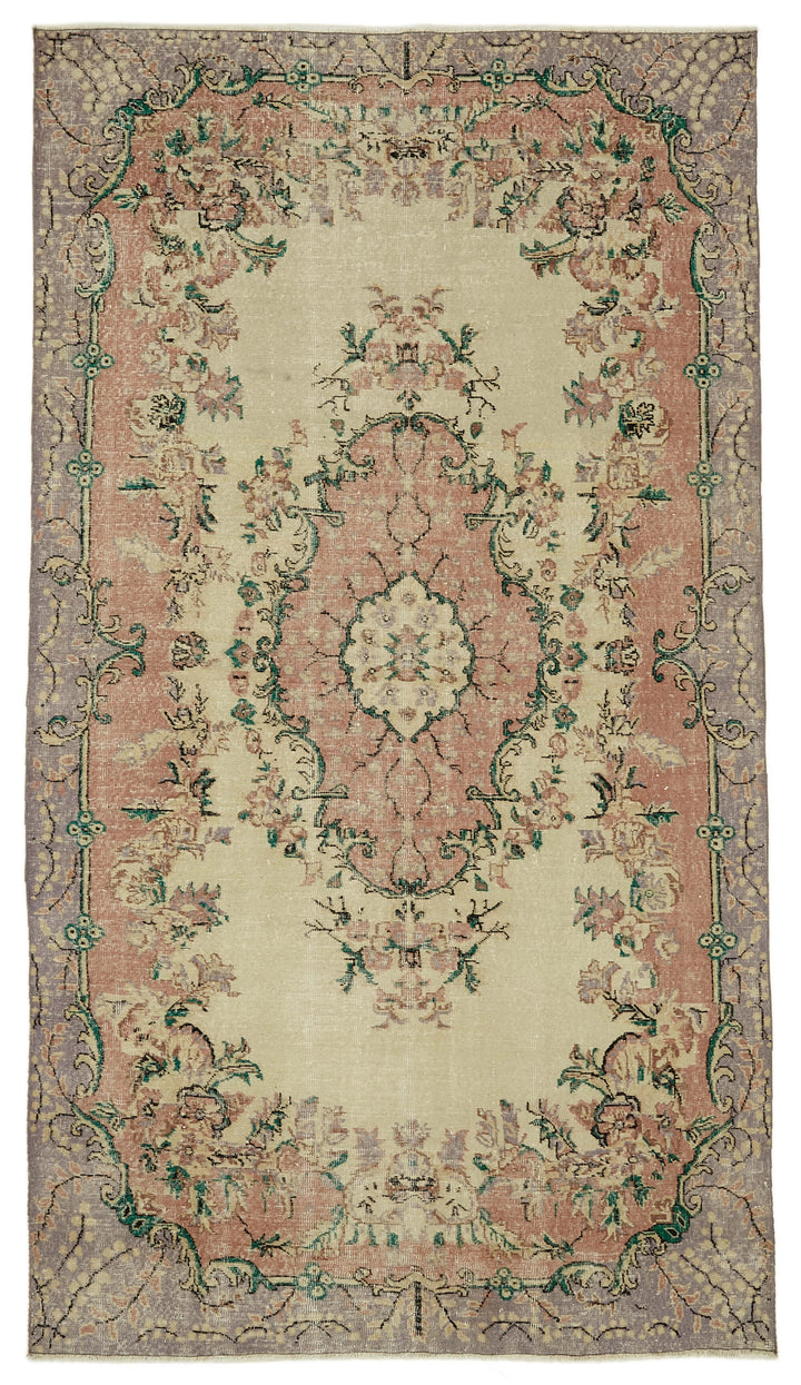 6x11 Beige Turkish Vintage Area Rug - 46111