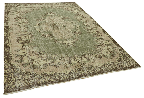 7x9 Beige Turkish Vintage Area Rug - 46113