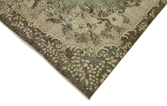 7x9 Beige Turkish Vintage Area Rug - 46113