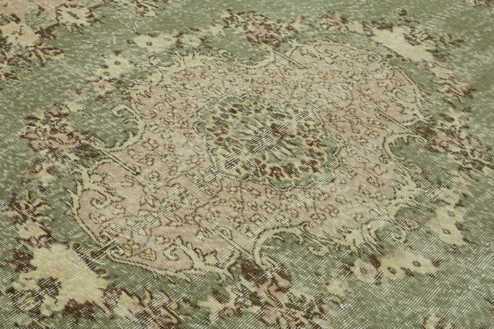 7x9 Beige Turkish Vintage Area Rug - 46113
