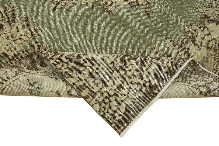 7x9 Beige Turkish Vintage Area Rug - 46113