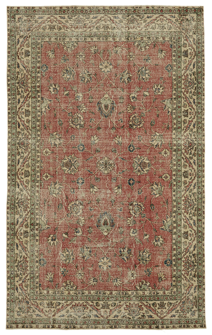 6x10 Beige Turkish Vintage Area Rug - 46114