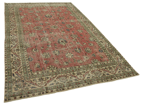 6x10 Beige Turkish Vintage Area Rug - 46114