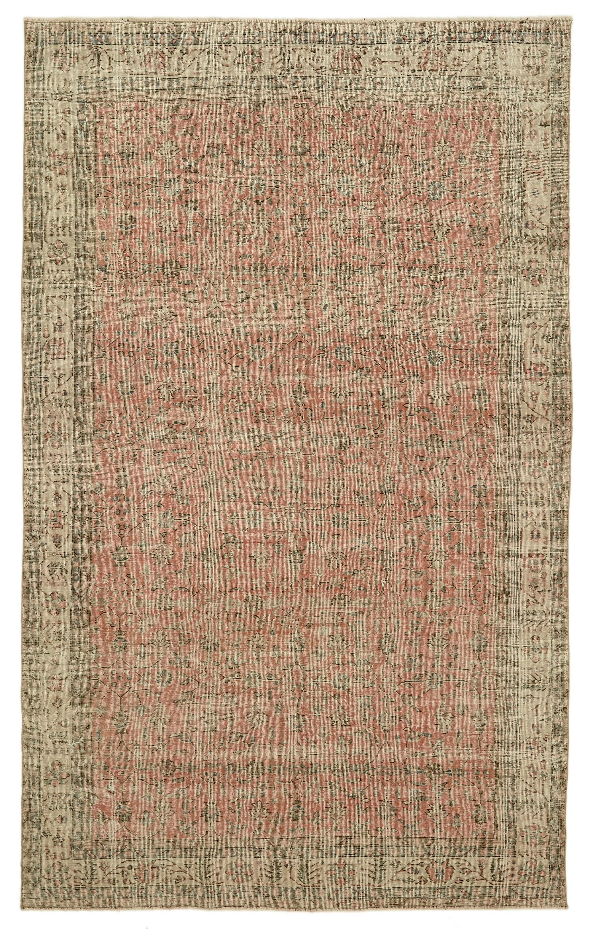 7x10 Beige Turkish Vintage Area Rug - 46117